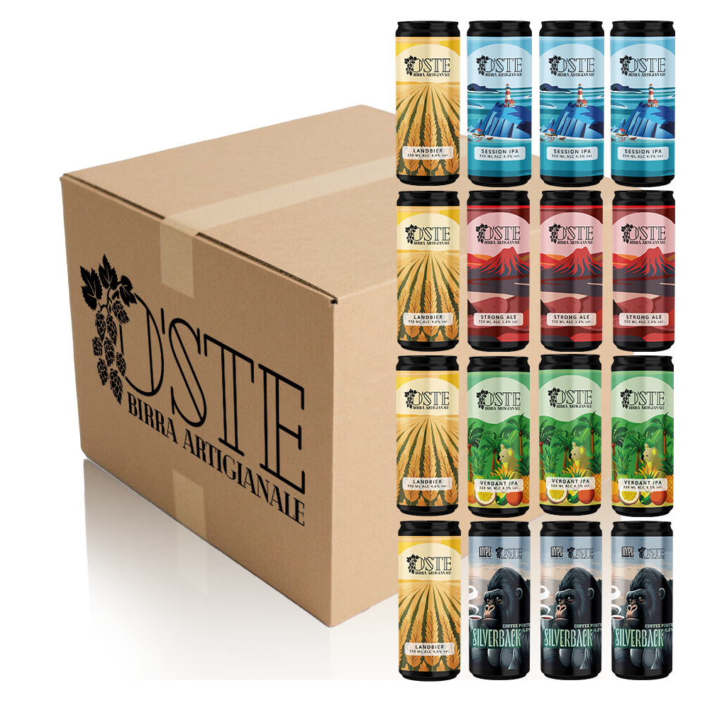 Box degustazione 16 birre artigianali miste: Landbier, Session IPA, Strong Ale, Verdant IPA, Coffee Porter