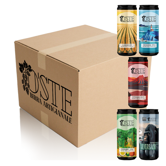 Box degustazione 5 birre artigianali miste: Landbier, Session IPA, Strong Ale, Verdant IPA, Coffee Porter